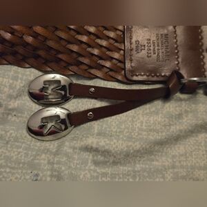 Michael Kors Silver and Brown Belt with Elegant Design